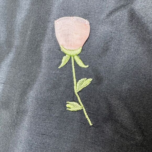 Rena Rowan Silk Blouse Women's 16W Black Pink Floral Embroidered Sleeveless Top - Picture 10 of 11